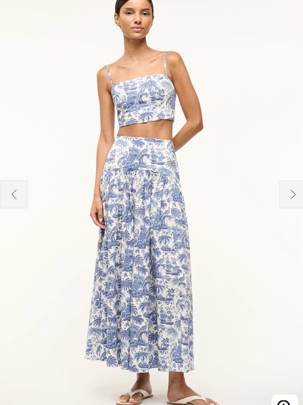 Blue & White Toile Print Floral Wide Leg Palazzo Pants S